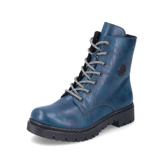 Rieker Ankle Boot with Lace and ZIp Y2440-12 PETROL
