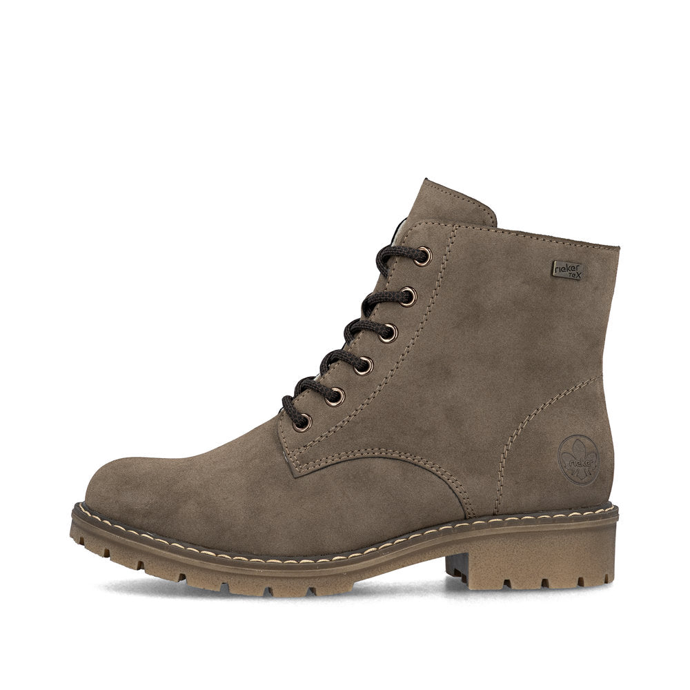 Rieker Ankle boot with Lace, zip and Waterproof lining Y9103-24 BROWN