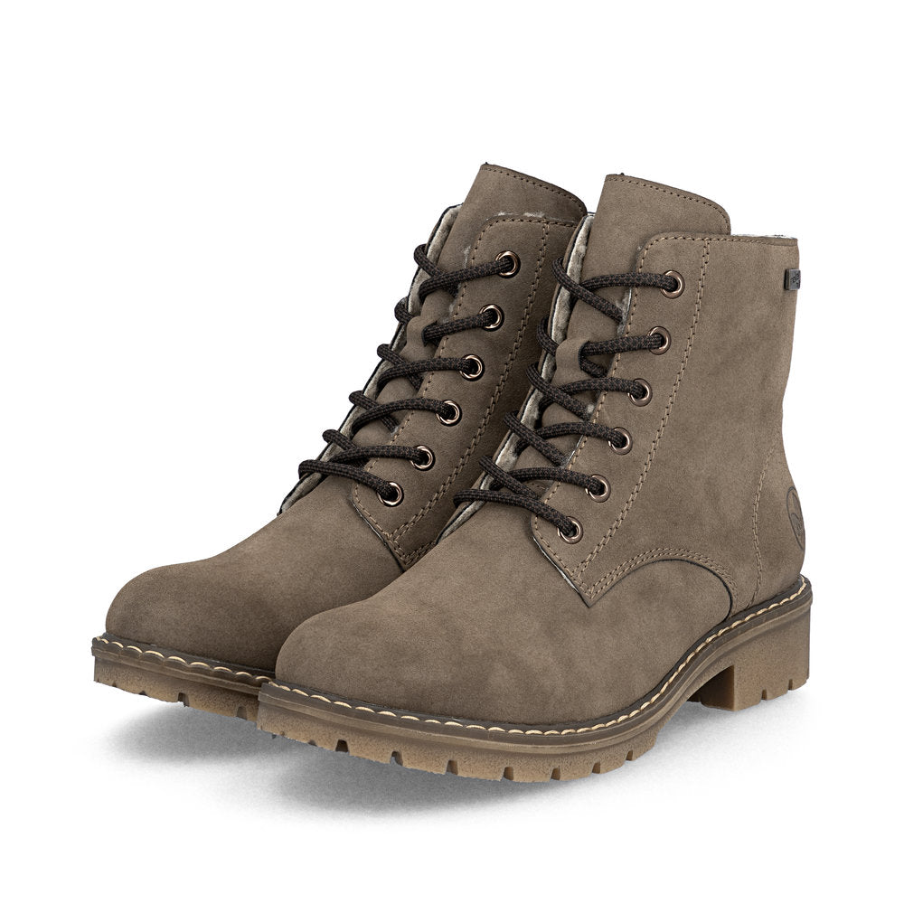 Rieker Ankle boot with Lace, zip and Waterproof lining Y9103-24 BROWN