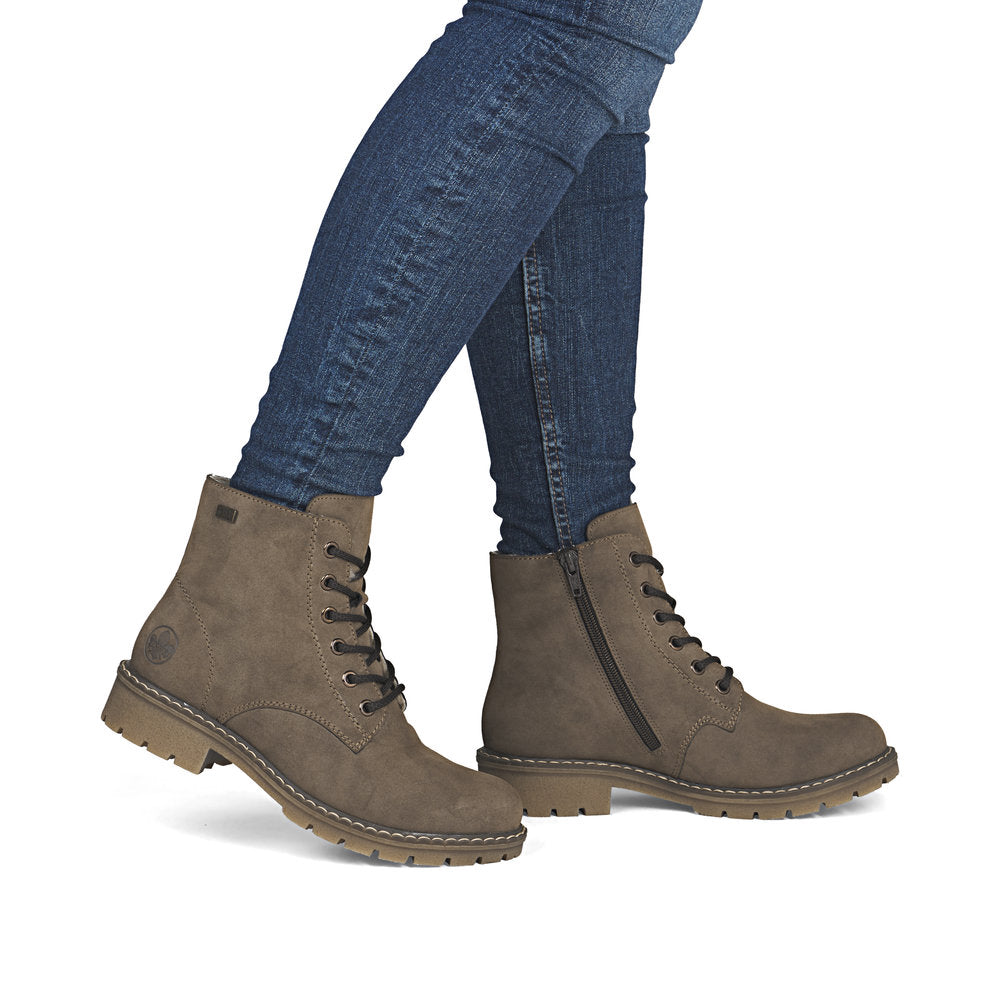 Rieker Ankle boot with Lace, zip and Waterproof lining Y9103-24 BROWN