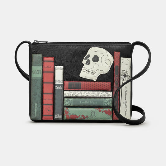 Shakespeare Bookworm Parker Leather Cross Body Bag BLACK YB214 LBR WS 1