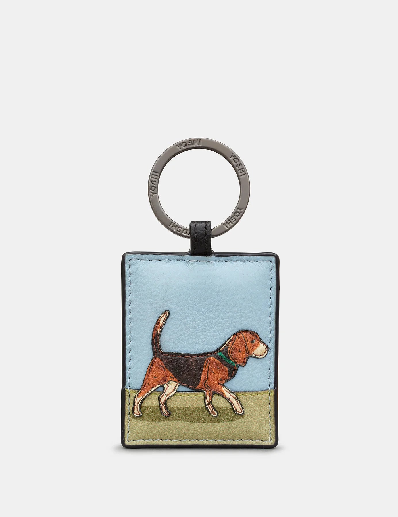 Yoshi Dog Walk Keyring Beagle BLACK Leather YKR DW1 BGL