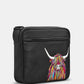 Yoshi Highland Cow Messenger Bag BLACK Soft Leather YMB01 COW1