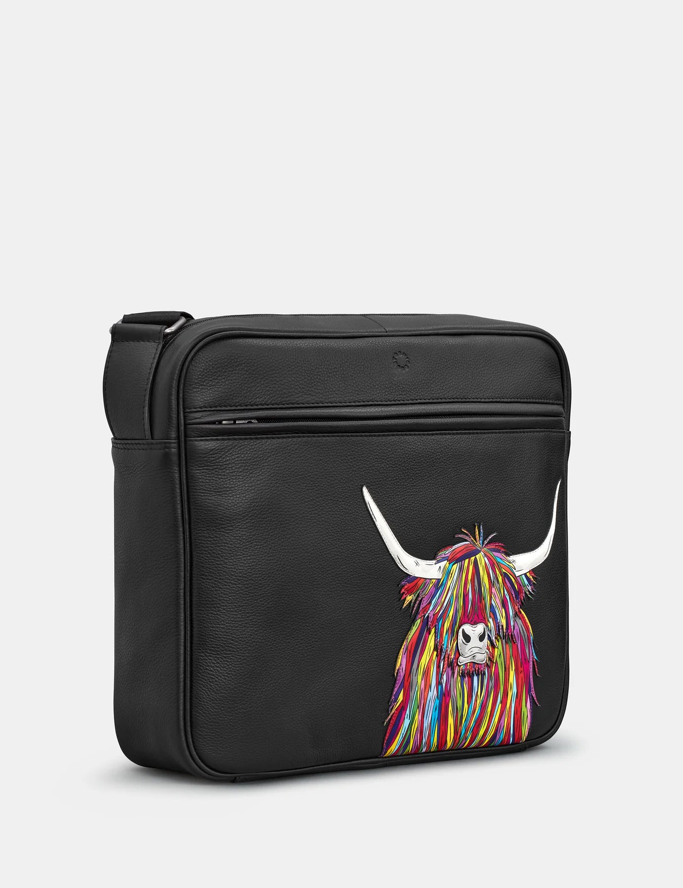 Yoshi Highland Cow Messenger Bag BLACK Soft Leather YMB01 COW1