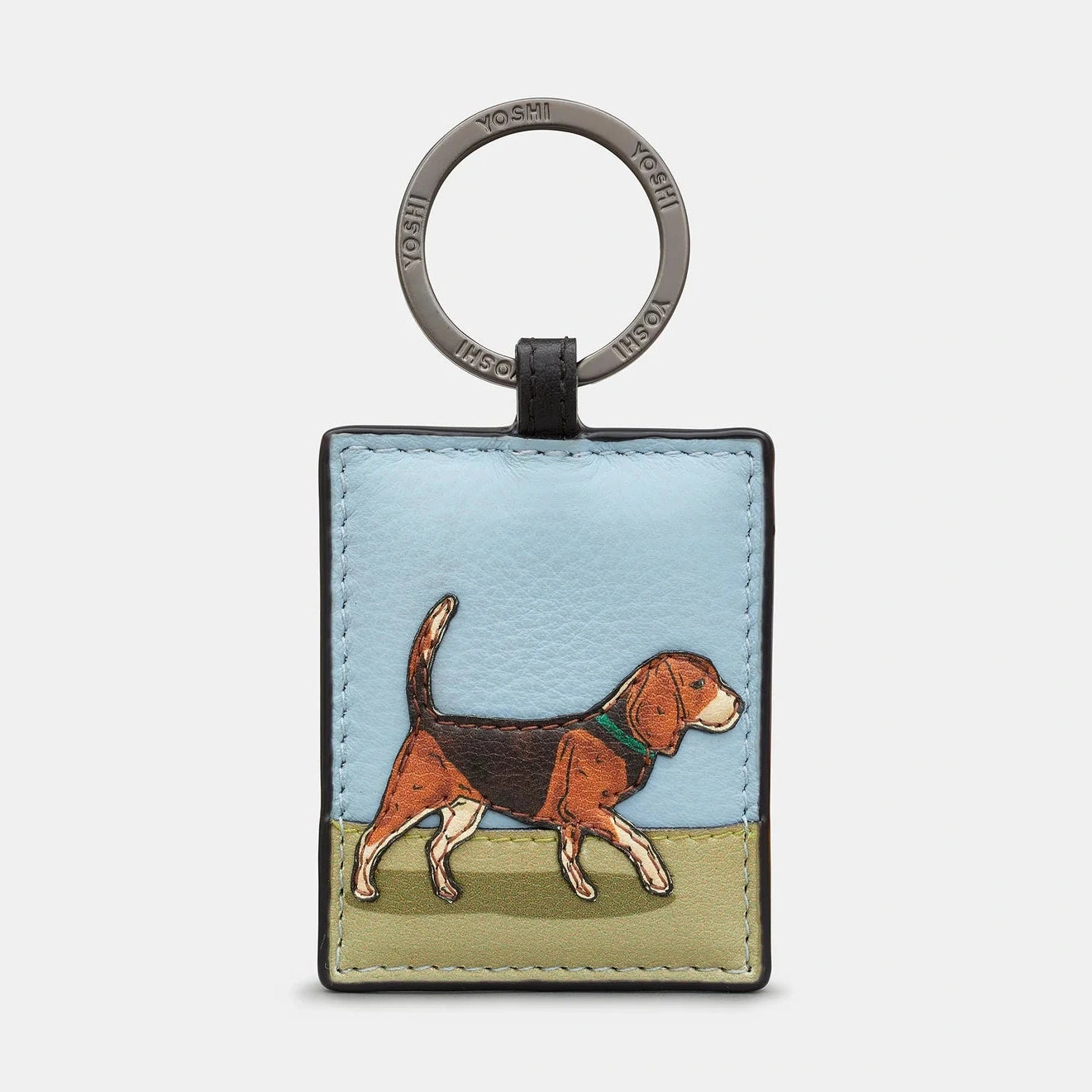 Yoshi Dog Walk Keyring Beagle BLACK Leather YKR DW1 BGL