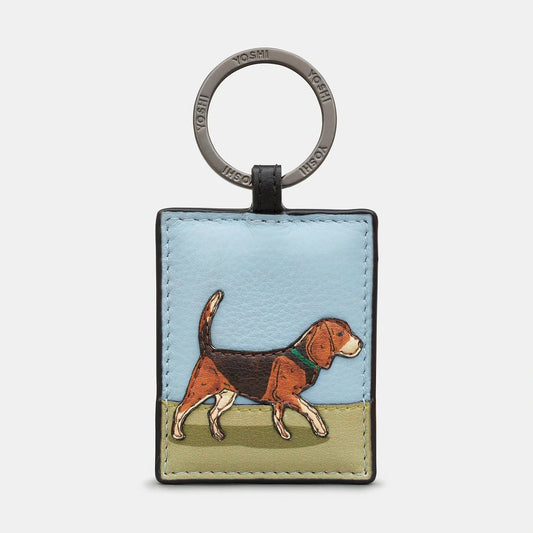 Yoshi Dog Walk Keyring Beagle BLACK Leather YKR DW1 BGL