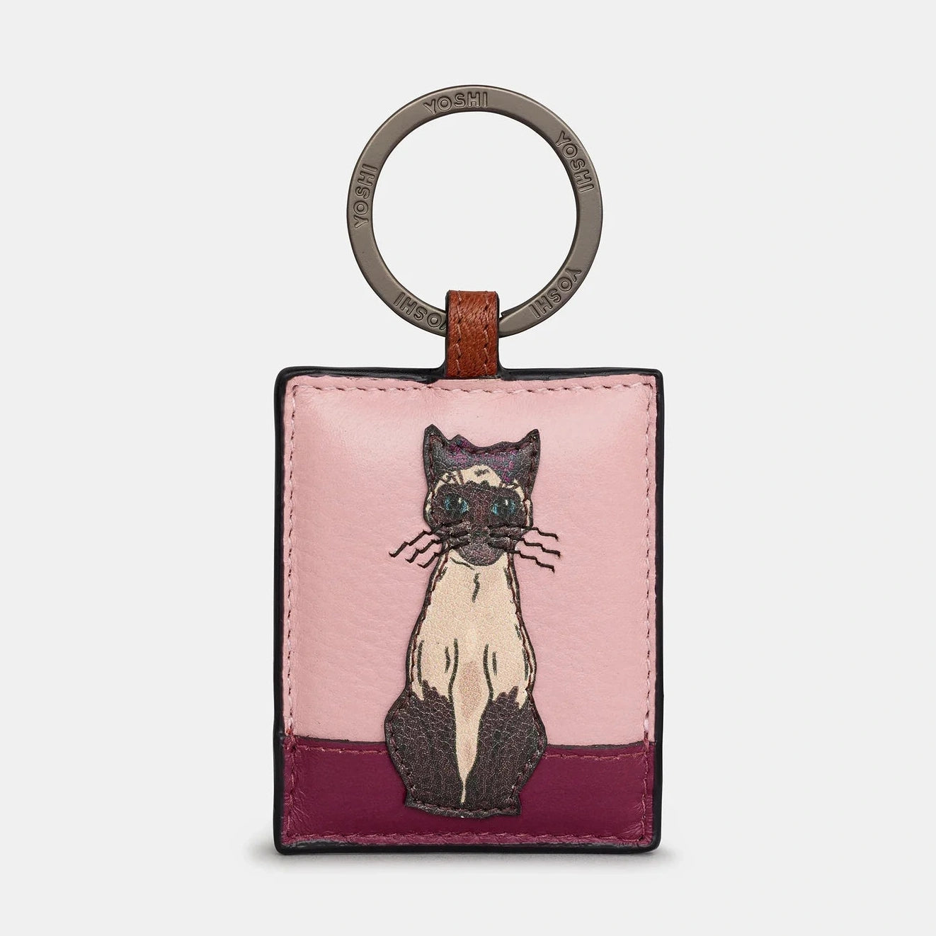 Yoshi Party Cats Keyring Siamese BROWN Leather KEYRING