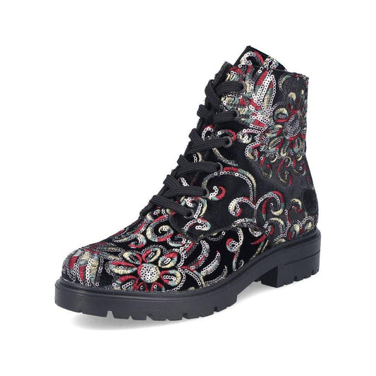 Rieker Ladies Boot Z2841 Metallic Print Ankle boot BLACK MULTI Z2841-90