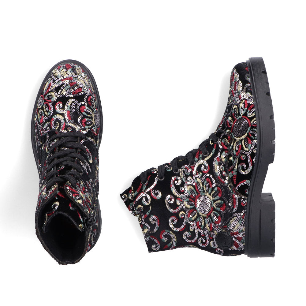Rieker Ladies Boot Z2841 Metallic Print Ankle boot BLACK MULTI Z2841-90