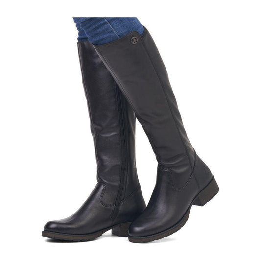 Rieker Z9591-01 Black Riding Style long leg Boots