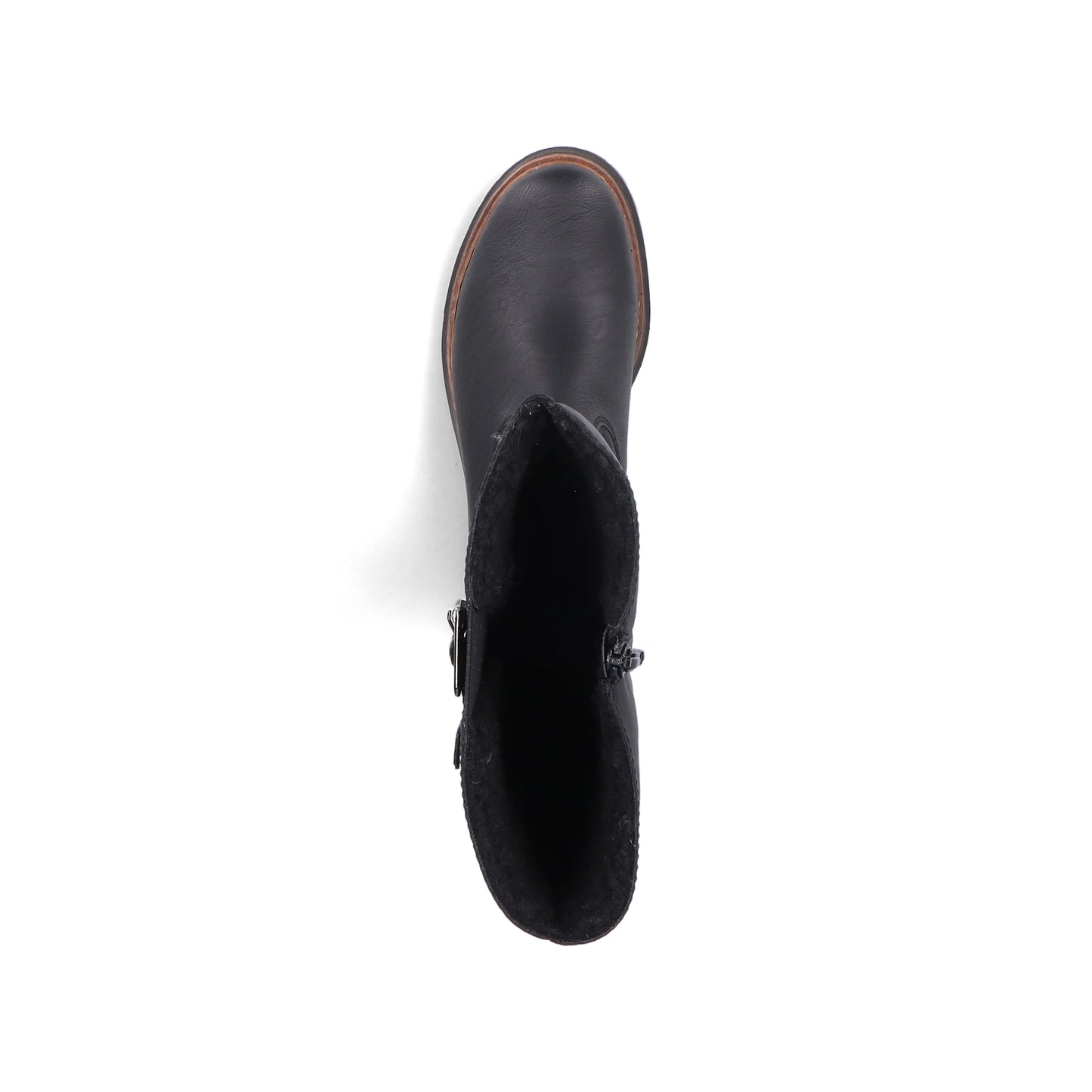 Rieker 72694 BLACK Long Leg Cleated Sole Lined Zip Boot 72694-00