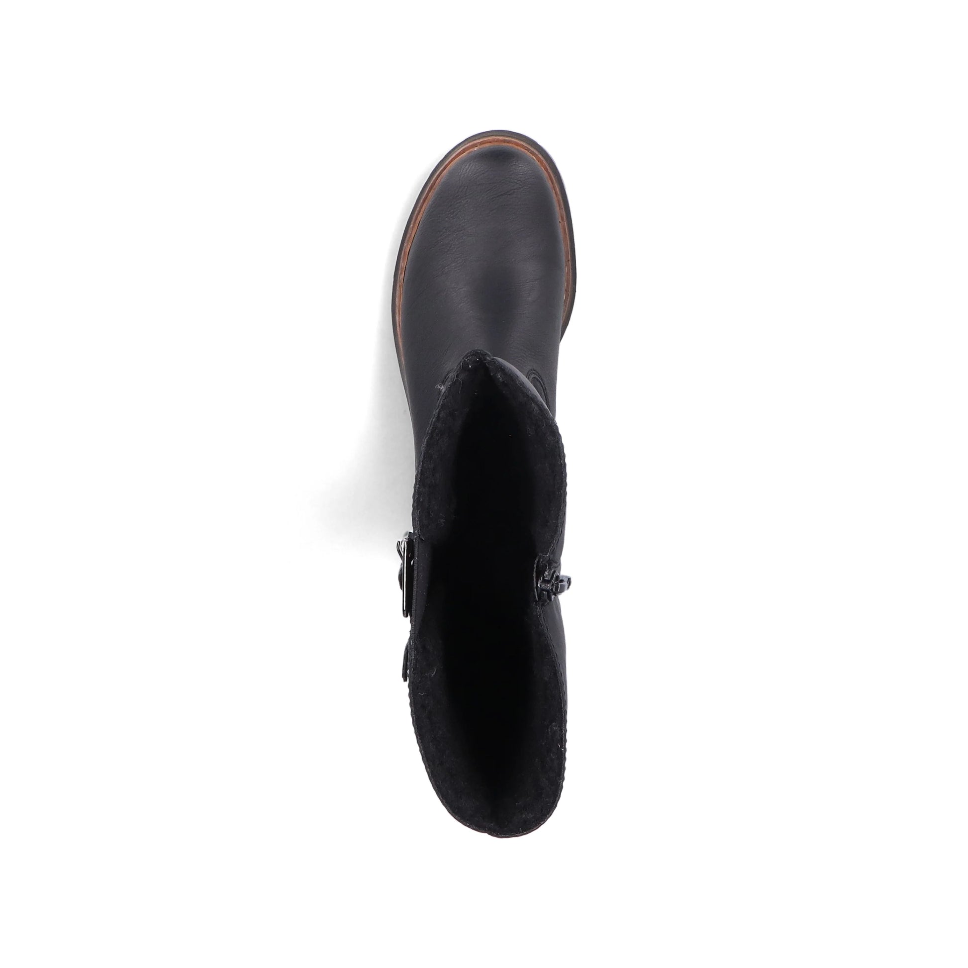 Rieker 72694 BLACK Long Leg Cleated Sole Lined Zip Boot 72694-00