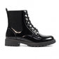 Lunar Alexis BLACK  Patent  Lace Up Boot With Inside Zip