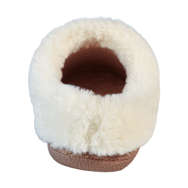Alnwick COGNAC Faux Suede Moccasin Style Fur Cuff Gift Boxed Slipper