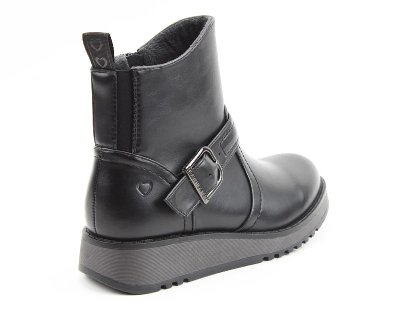 Heavenly Feet Cherish Black Vegan Friendly Biker Ankle Boot