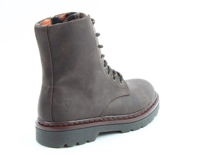 Heavenly Feet Justina BARK 8 Eyelet Lace Up Boot With Zip