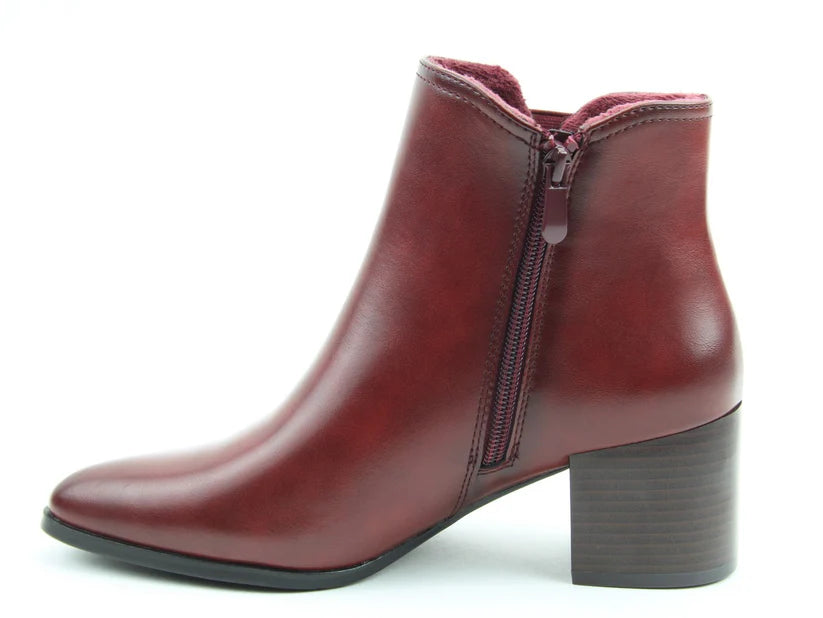 Heavenly Feet Heather Wine Block Heel Zip Dress Ankle Boot