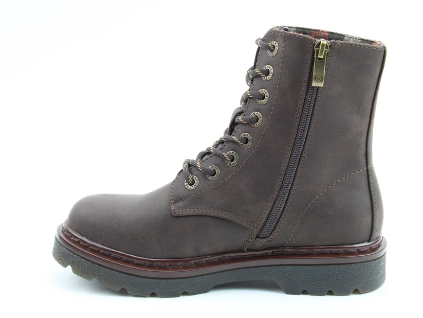 Heavenly Feet Justina BARK 8 Eyelet Lace Up Boot With Zip