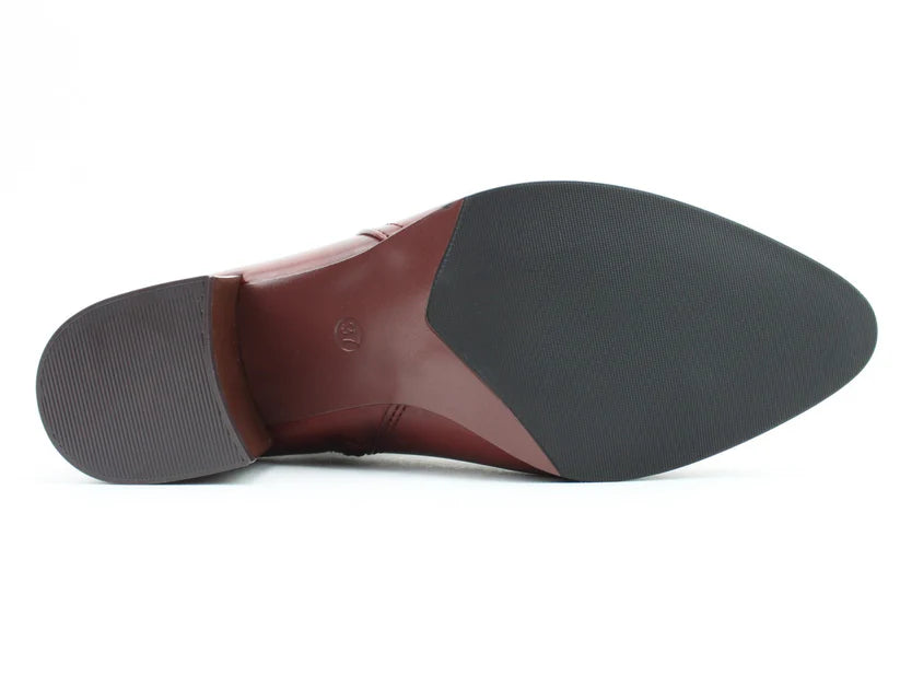 Heavenly Feet Heather Wine Block Heel Zip Dress Ankle Boot