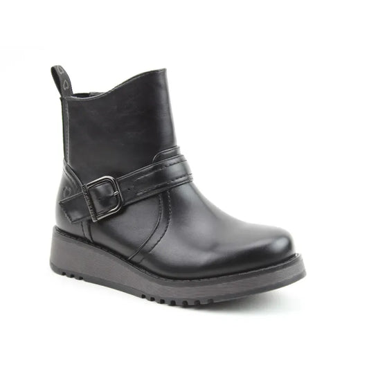 Heavenly Feet Cherish Black Vegan Friendly Biker Ankle Boot