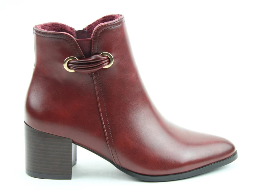 Heavenly Feet Heather Wine Block Heel Zip Dress Ankle Boot