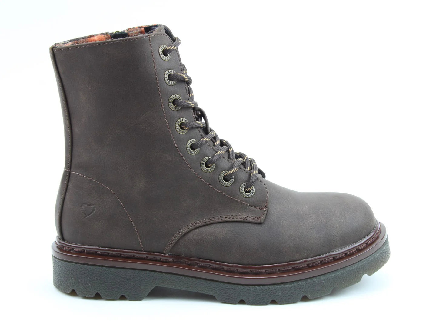 Heavenly Feet Justina BARK 8 Eyelet Lace Up Boot With Zip