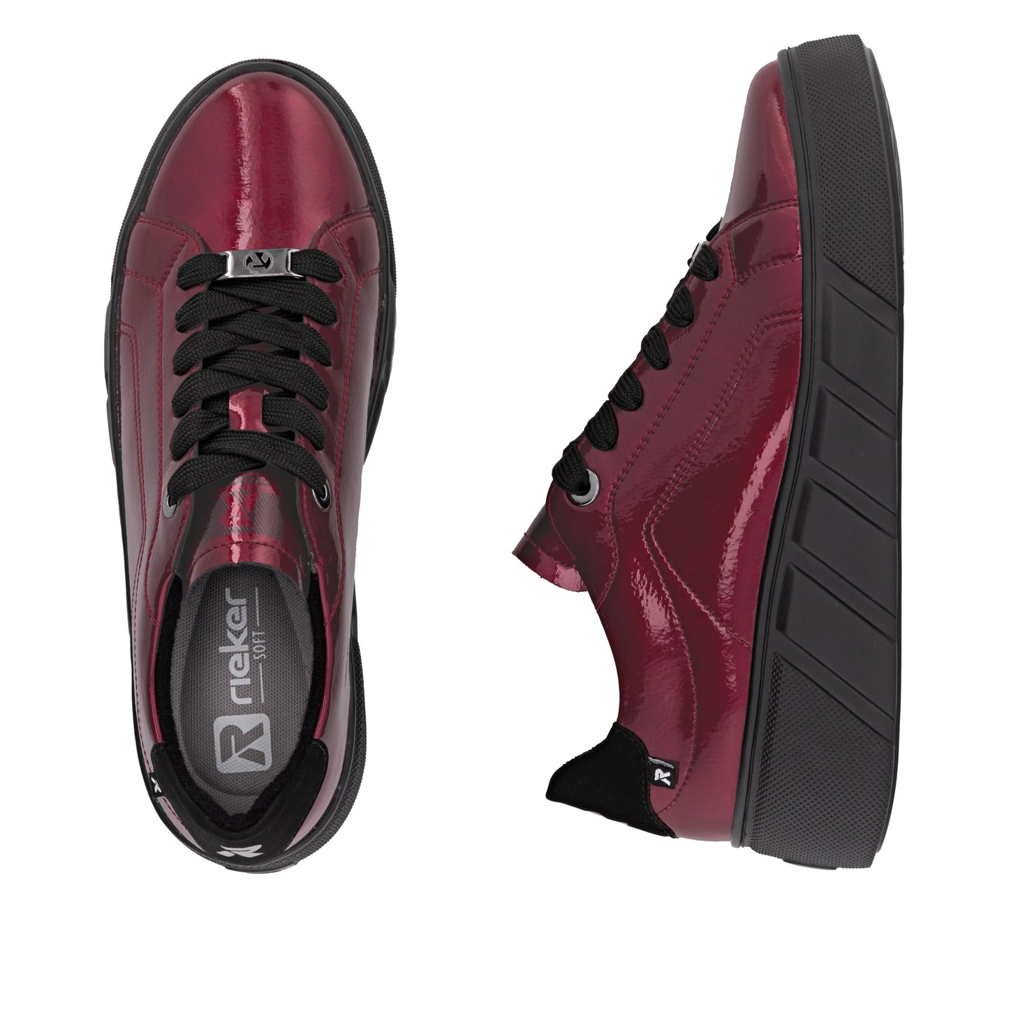 Rieker W2601 RED Patent Leather Low Top Sneakers W2601-35