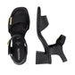 Remonte D1k54 BLACK Leather Smart Adjustable Low Heel Sandal D1K54-00