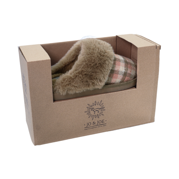 Jo & Joe Ballyclare BROWN Slipper with Fur Cuff and Fleecy Lining