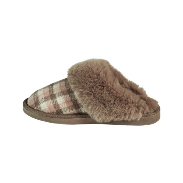 Jo & Joe Ballyclare BROWN Slipper with Fur Cuff and Fleecy Lining