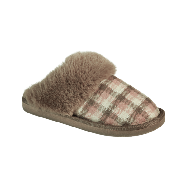 Jo & Joe Ballyclare BROWN Slipper with Fur Cuff and Fleecy Lining