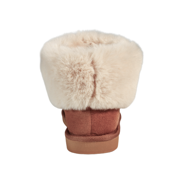 Jo & Joe Balmoral COGNAC Faux Suede Fur Collar Slipper