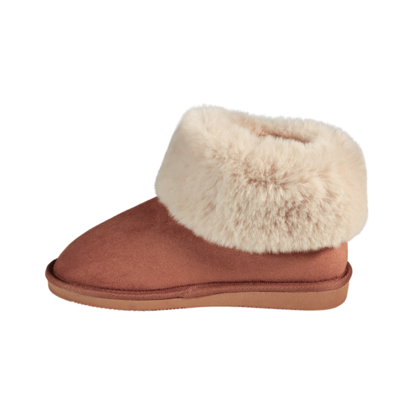 Jo & Joe Balmoral COGNAC Faux Suede Fur Collar Slipper