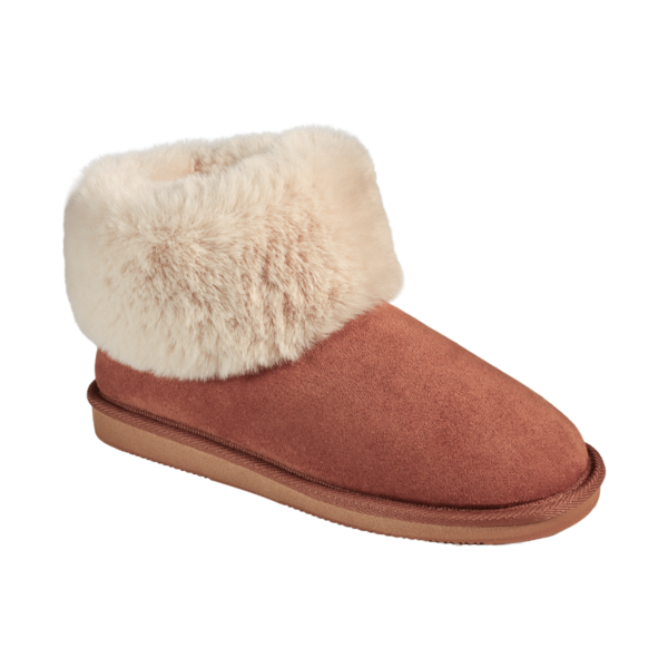 Jo & Joe Balmoral COGNAC Faux Suede Fur Collar Slipper