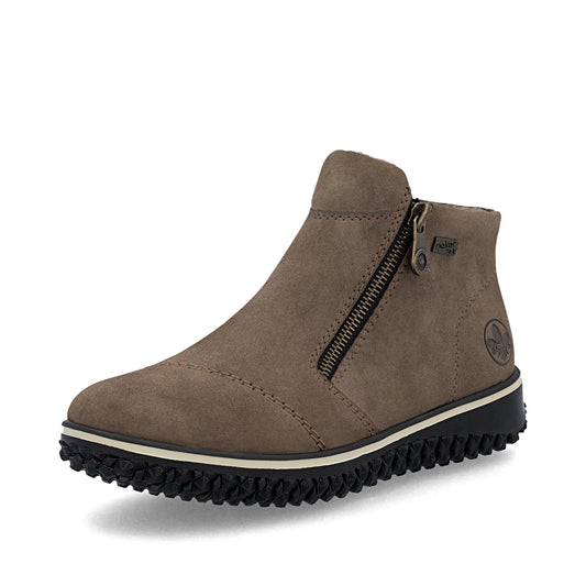 Rieker Z4265 BROWN  Water Repellent Zip Ankle Boot Z4265-24
