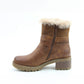 Heavenly Feet Bethany BROWN Fur Trim Zip Ankle Boot