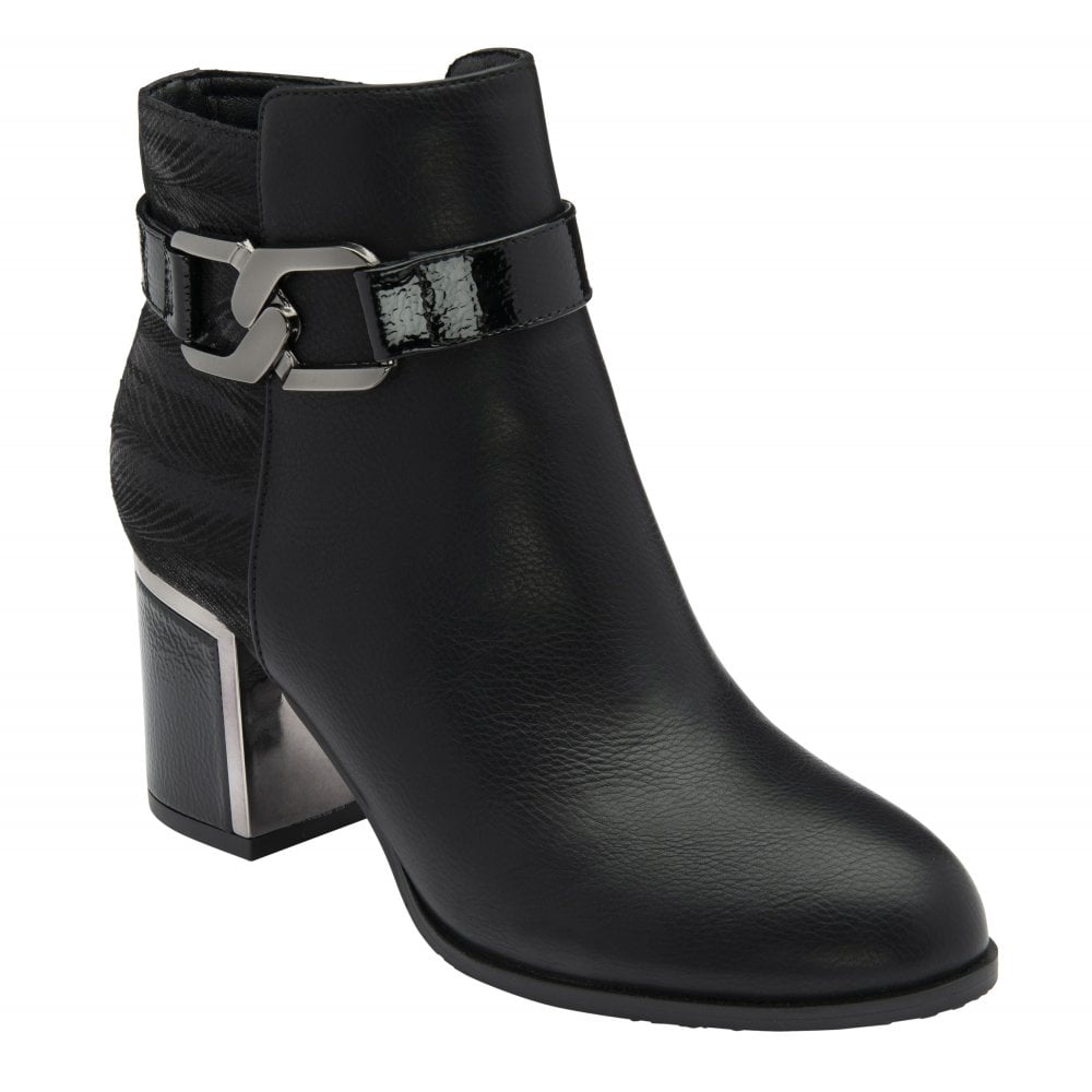 Lotus Adelaide BLACK Block Heel Dress Ankle Boot