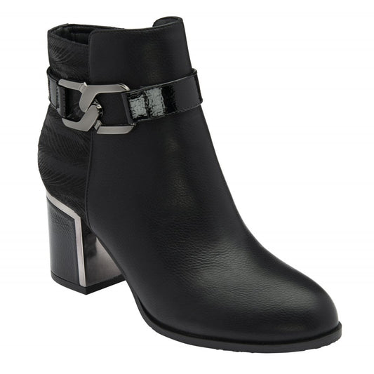 Lotus Adelaide BLACK Block Heel Dress Ankle Boot