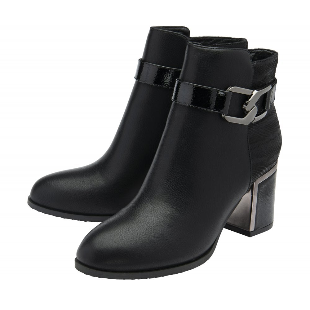 Lotus Adelaide BLACK Block Heel Dress Ankle Boot