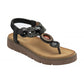 Lotus Alcina BLACK Toe Post Sandals ULP318