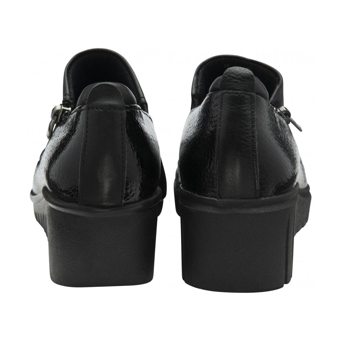 Lotus Altan Black Soft Leather High Fronted Wedge Shoe Boot