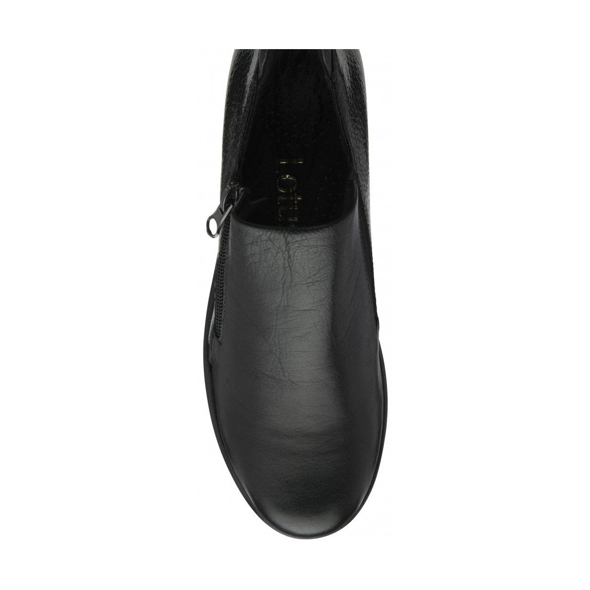 Lotus Altan Black Soft Leather High Fronted Wedge Shoe Boot