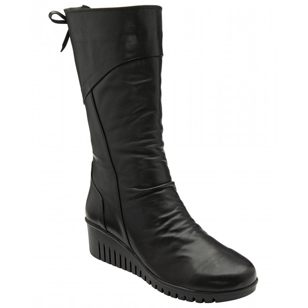 Lotus Dara BLACK Soft Leather Mid Calf Boot A.G. Meek