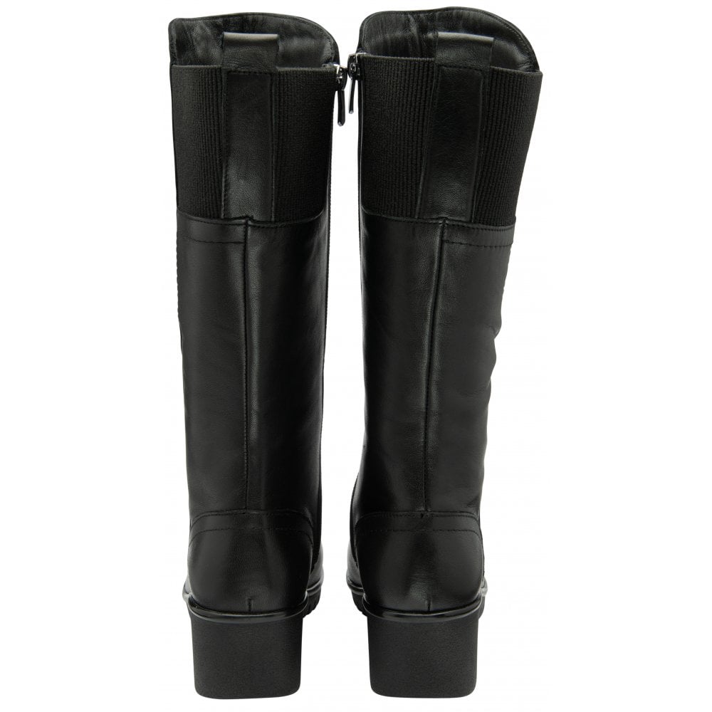 Lotus Boot Fitzgerald BLACK Soft Leather Wedge Long Boot ULB345