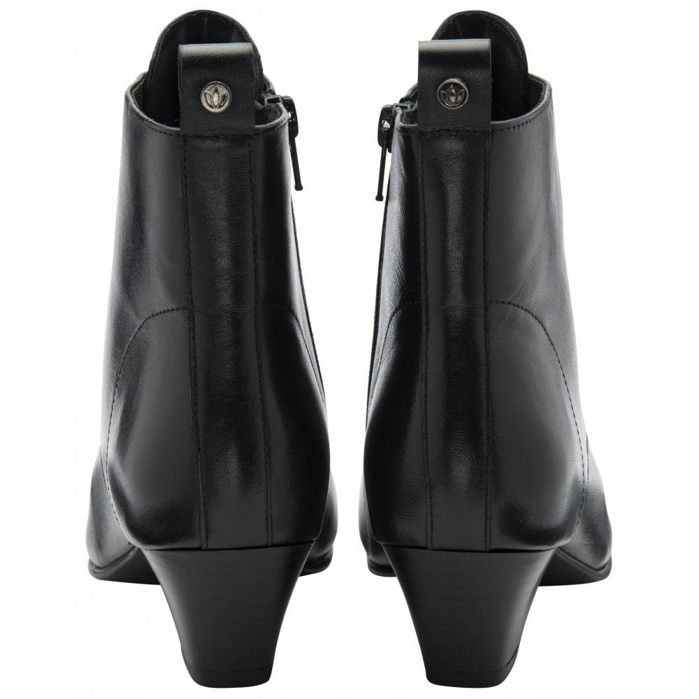 Lotus Lorissa BLACK Mid Heel Soft Leather Zip Boot