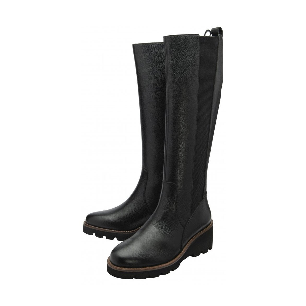 Lotus Wrenley BLACK Soft Leather Wedge Long Boot