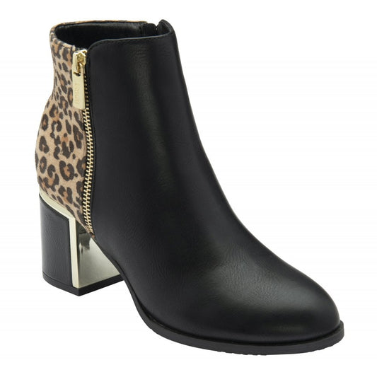 Lotus Athens Black / Leopard Block Heel Dress Boot Ulb456
