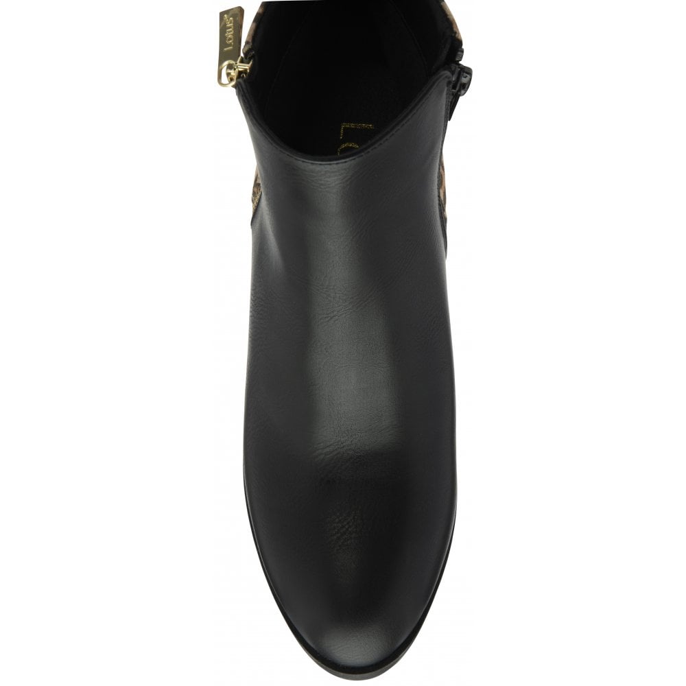Lotus Athens Black / Leopard Block Heel Dress Boot Ulb456