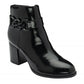 Lotus Amarin BLACK  Patent Block Heel Ankle Boot ULB454