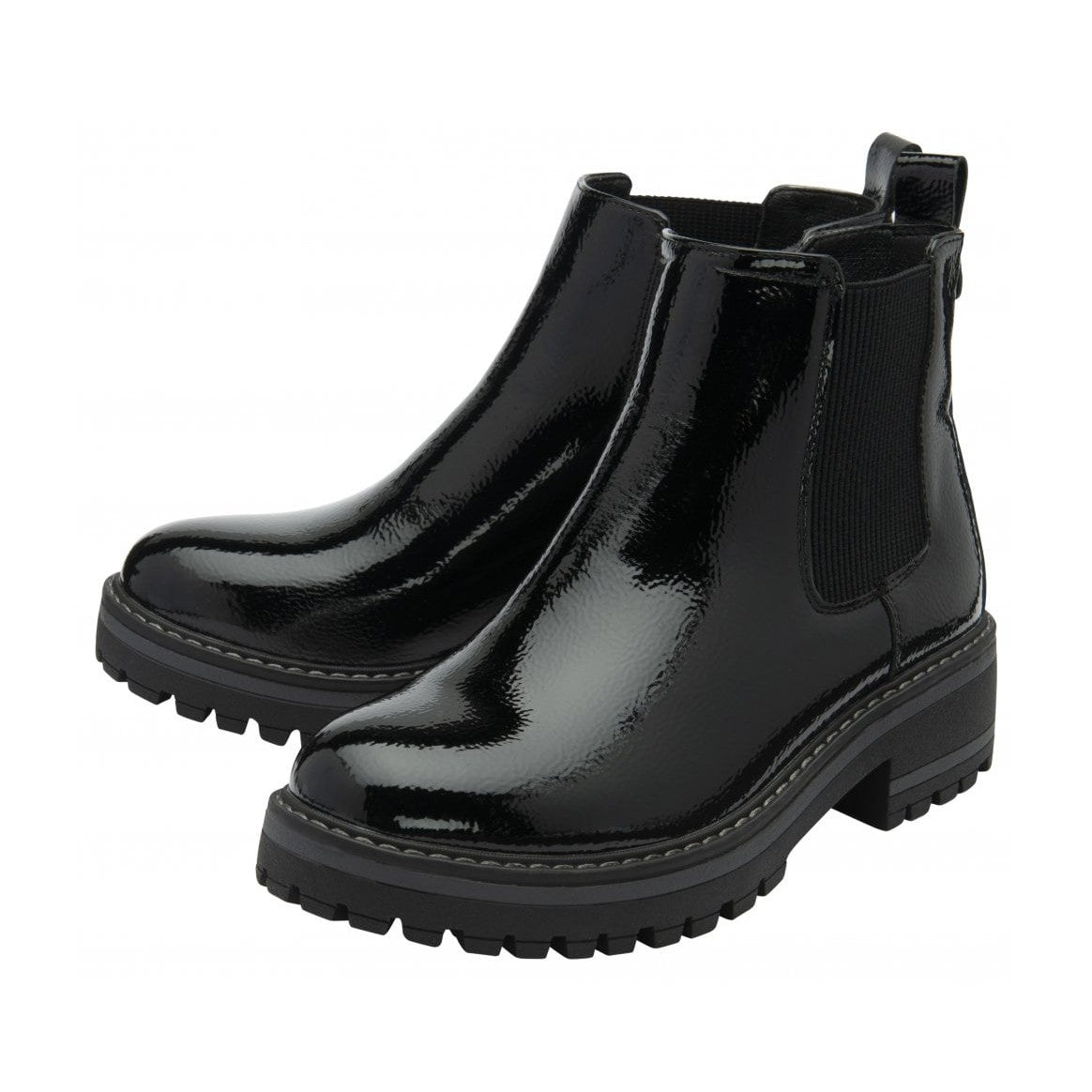 Lotus Lottie Black Patent Chelsea Boot with Zip